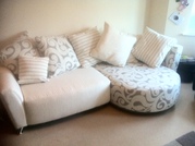 Part Pattern Cream Corner Sofa 